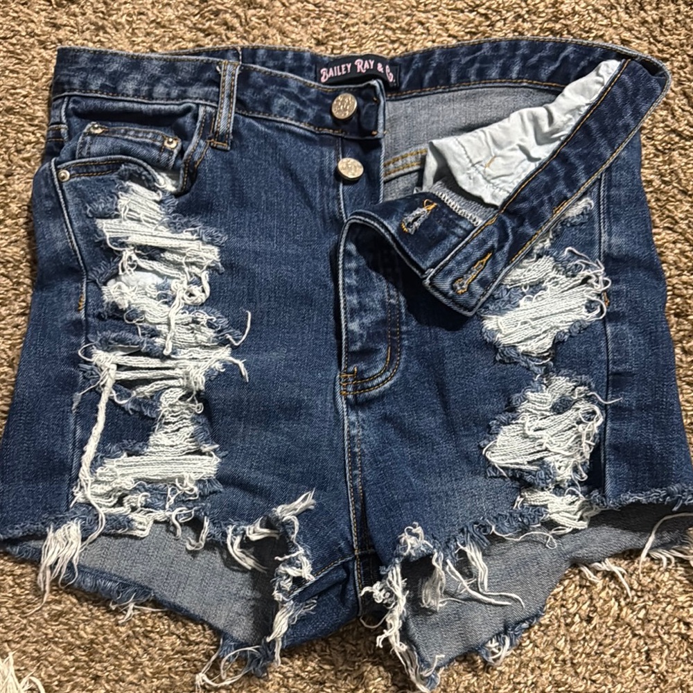 Edgy Blue Distressed Jean Shorts